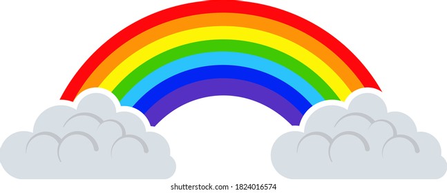 Rainbow Icon. Flat Color Design. Vector Illustration.