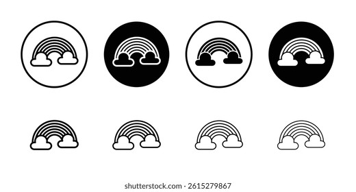 Rainbow icon Flat simple outline set