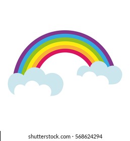 Arcoiris, estilo plano icono. Símbolo del Día de San Patricio. Aislado sobre fondo blanco. Ilustración del vector