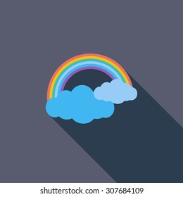 Rainbow icon. Flat vector related icon with long shadow for web and mobile applications. It can be used as - logo, pictogram, icon, infographic element. Vector Illustration.