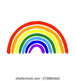 Rainbow icon. Front view. Colored silhouette. Hand drawn vector graphic illustration. Isolated object on a white background. Isolate.