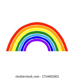 Rainbow icon. Front view. Hand drawn vector graphic illustration. Isolated object on a white background. Isolate.