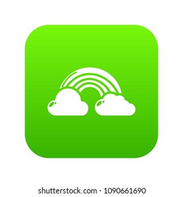 Rainbow icon green vector isolated on white background