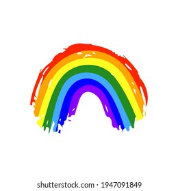 Rainbow icon. Ink colored silhouette. Front view. Vector simple flat graphic hand drawn illustration. The isolated object on a white background. Isolate.