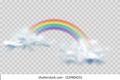 Rainbow icon isolated on transparent background. Transparent rainbows in different shapes.