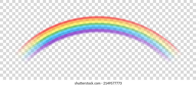 Rainbow icon isolated on transparent background. Vector realistic translucent sky rainbow template.