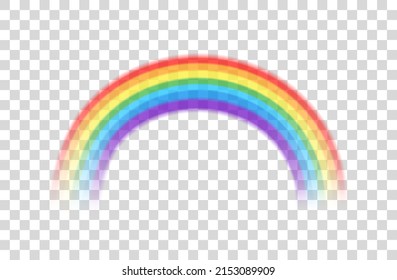 Rainbow icon isolated on transparent background. Vector realistic translucent sky rainbow template.