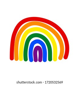 Rainbow icon. LGBT related symbol in rainbow colors. Gay pride. Rainbow community pride month. Love, freedom, support, peace symbol. Flat vector design isolated on white background.