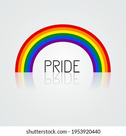 Rainbow Icon. LGBTQ+ related symbol in rainbow colors. Gay Pride. Rainbow Community Pride Month. Love, Freedom, Support, Peace Symbol. Flat Vector Design Isolated on White Background With Reflection