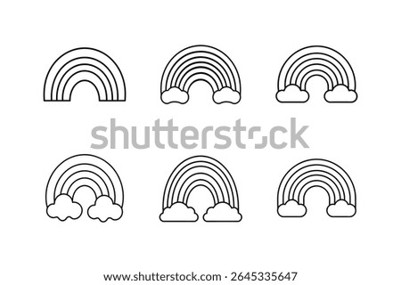 rainbow icon line art vector illustration