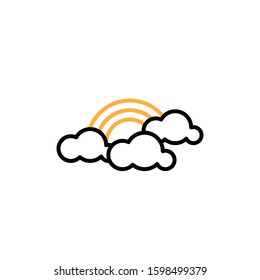 Rainbow icon. Line and two colour design template
