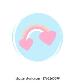 Rainbow icon logo vector illustration on circle with brush texture for social media story highlight