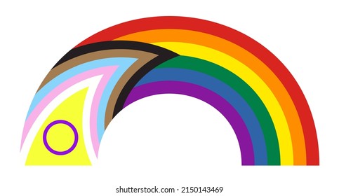 Rainbow icon with new Progress Pride Flag. Symbol of LGBT community. Vector illustration