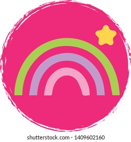 Rainbow icon on circle background. Vector illustration. 