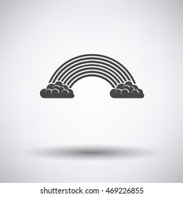 Rainbow icon on gray background with round shadow. Vector illustration.
