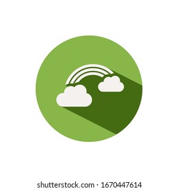 Rainbow. Icon on a green circle. Weather vector illustration