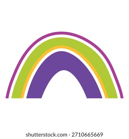Rainbow icon on a transparent background. Detailed isolated symbol. Cute vector illustration. Scandinavian doodle style.