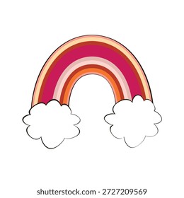 Regenbogen-Symbol auf transparentem Hintergrund. Detailliertes, isoliertes Symbol. Nette Vektorgrafik. Skandinavischer Doodle-Stil.