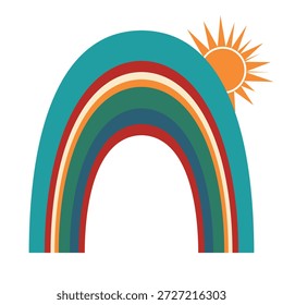 Icono del arco iris en un fondo transparente. Símbolo aislado detallado. Linda Ilustración vectorial. Estilo doodle escandinavo.