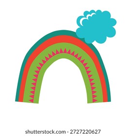 Icono del arco iris en un fondo transparente. Símbolo aislado detallado. Linda Ilustración vectorial. Estilo doodle escandinavo.