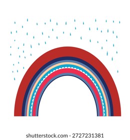 Regenbogen-Symbol auf transparentem Hintergrund. Detailliertes, isoliertes Symbol. Nette Vektorgrafik. Skandinavischer Doodle-Stil.