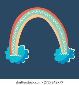Rainbow icon on a transparent background. Detailed isolated symbol. Cute vector illustration. Scandinavian doodle style.