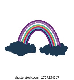 Ícone de arco-íris em um fundo transparente. Símbolo isolado detalhado. Ilustração de vetor bonito. Estilo escandinavo doodle.