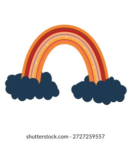 Regenbogen-Symbol auf transparentem Hintergrund. Detailliertes, isoliertes Symbol. Nette Vektorgrafik. Skandinavischer Doodle-Stil.
