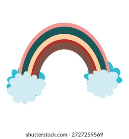 Ícone de arco-íris em um fundo transparente. Símbolo isolado detalhado. Ilustração de vetor bonito. Estilo escandinavo doodle.