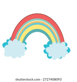 Rainbow icon on a transparent background. Detailed isolated symbol. Cute vector illustration. Scandinavian doodle style.