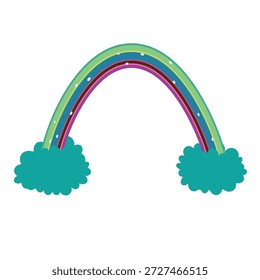 Icono del arco iris en un fondo transparente. Símbolo aislado detallado. Linda Ilustración vectorial. Estilo doodle escandinavo.