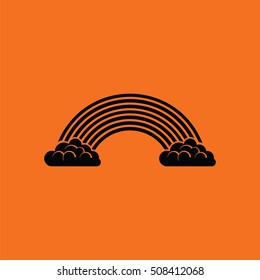 Rainbow icon. Orange background with black. Vector illustration.