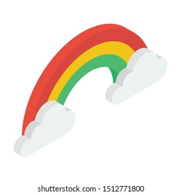 
Rainbow icon pattern with beautiful color spectrum in isometric vector
