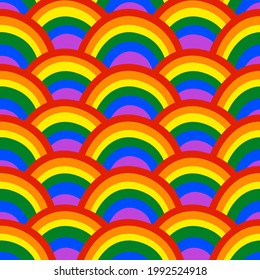 Rainbow Icon pattern. LGBTQ+ related symbol in rainbow colors and support for the LGBTQ community. Pride Month, Love Freedom, Peace Symbol, background, fabric pattern, illustration, Vector