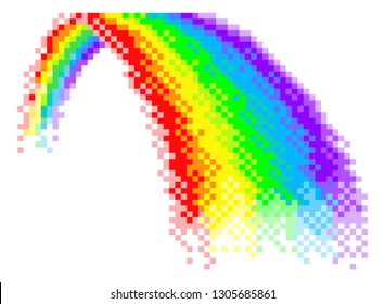 A Rainbow icon in pixel art 8 bit arcade video game style graphic illustration