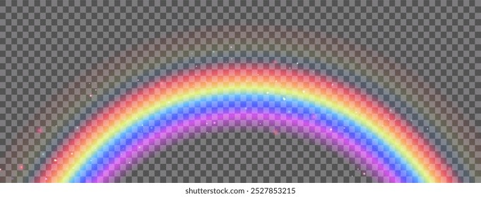 Rainbow icon, rainbow.Raindrops on transparent background. Storm with rain and white cloud isolated on transparent background.