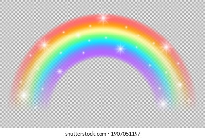 Rainbow icon. Realistic arch shape isolated on transparent background. Graphic object. Vector illustration, EPS 10