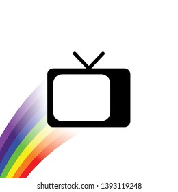 Rainbow with an icon - Retro Television