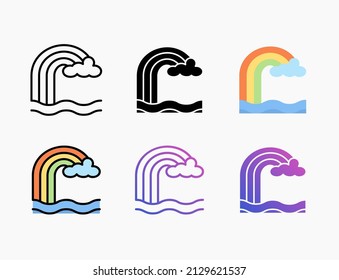 Rainbow icon set with line, outline, flat, filled, glyph, color, gradient. Editable stroke and pixel perfect. Can be used for digital product, presentation, print design and more.