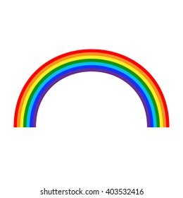 Rainbow icon. Shape arch cartoon, isolated on white background. Colorful light and bright design element for decorative. Symbol rain, sky, clear, nature. Flat simple graphic style. Vector illustration