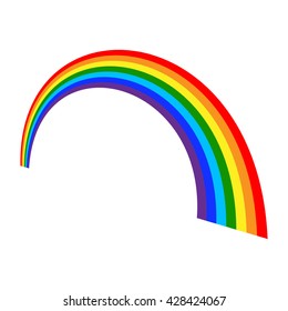 Rainbow icon. Shape arch cartoon, isolated on white background. Colorful light and bright design element for decorative. Symbol rain, sky, clear, nature. Flat simple graphic style. Vector illustration