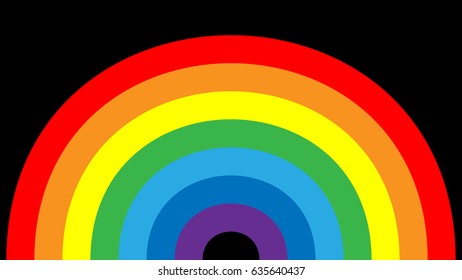 Rainbow icon. Shape arch cartoon isolated on black background. Colorful light and bright design element. Symbol of rain, sky, clear, nature. Flat simple graphic style Vector illustration
