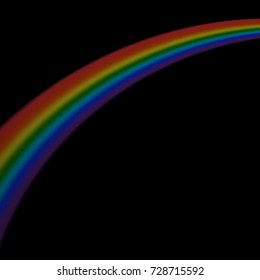 Rainbow icon. Shape arch isolated on black background. Colorful light and bright design element. Symbol of rain, sky, clear, nature. Flat simple graphic style Vector illustration