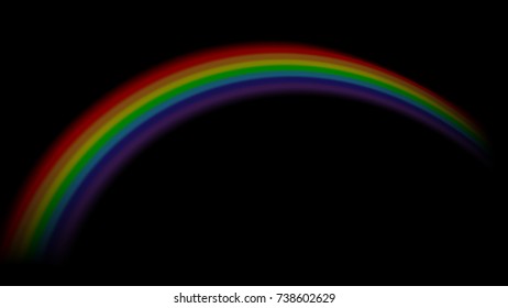 Rainbow icon. Shape arch isolated on black background. Colorful light and bright design element. Symbol of rain, sky, clear, nature. Flat simple graphic style Vector illustration