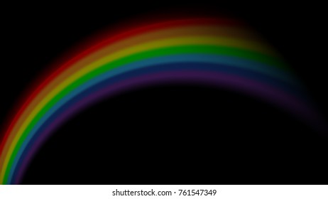 Rainbow icon. Shape arch isolated on black background. Colorful light and bright design element. Symbol of rain, sky, clear, nature. Flat simple graphic style Vector illustration