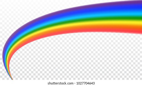 Rainbow icon. Shape arch realistic isolated on white transparent background. Colorful light and bright design element. Symbol of rain, sky, clear, nature. Graphic object Vector illustration