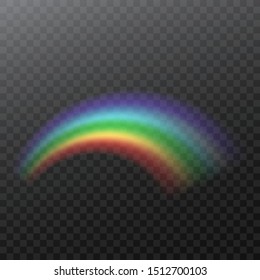 Rainbow icon. Shape arch realistic, isolated on transparent background. Colorful light and bright design element for decorative. Graphic object. Vector illustration