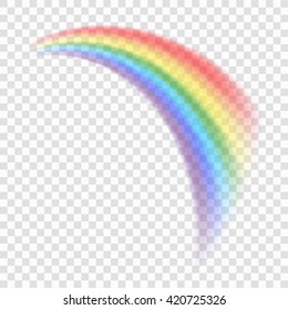 Rainbow Icon. Shape Arch Realistic, Isolated On Transparent Background. Colorful Light And Bright Design Element For Decorative. Graphic Object. Vector Illustration