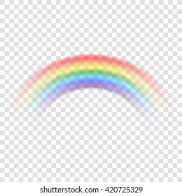 Rainbow icon. Shape arch realistic, isolated on transparent background. Colorful light and bright design element for decorative. Graphic object. Vector illustration