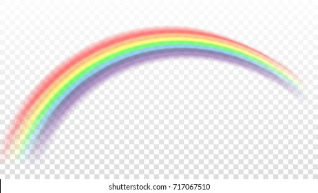 Rainbow icon. Shape arch realistic isolated on white transparent background. Colorful light and bright design element. Symbol of rain, sky, clear, nature. Graphic object Vector illustration